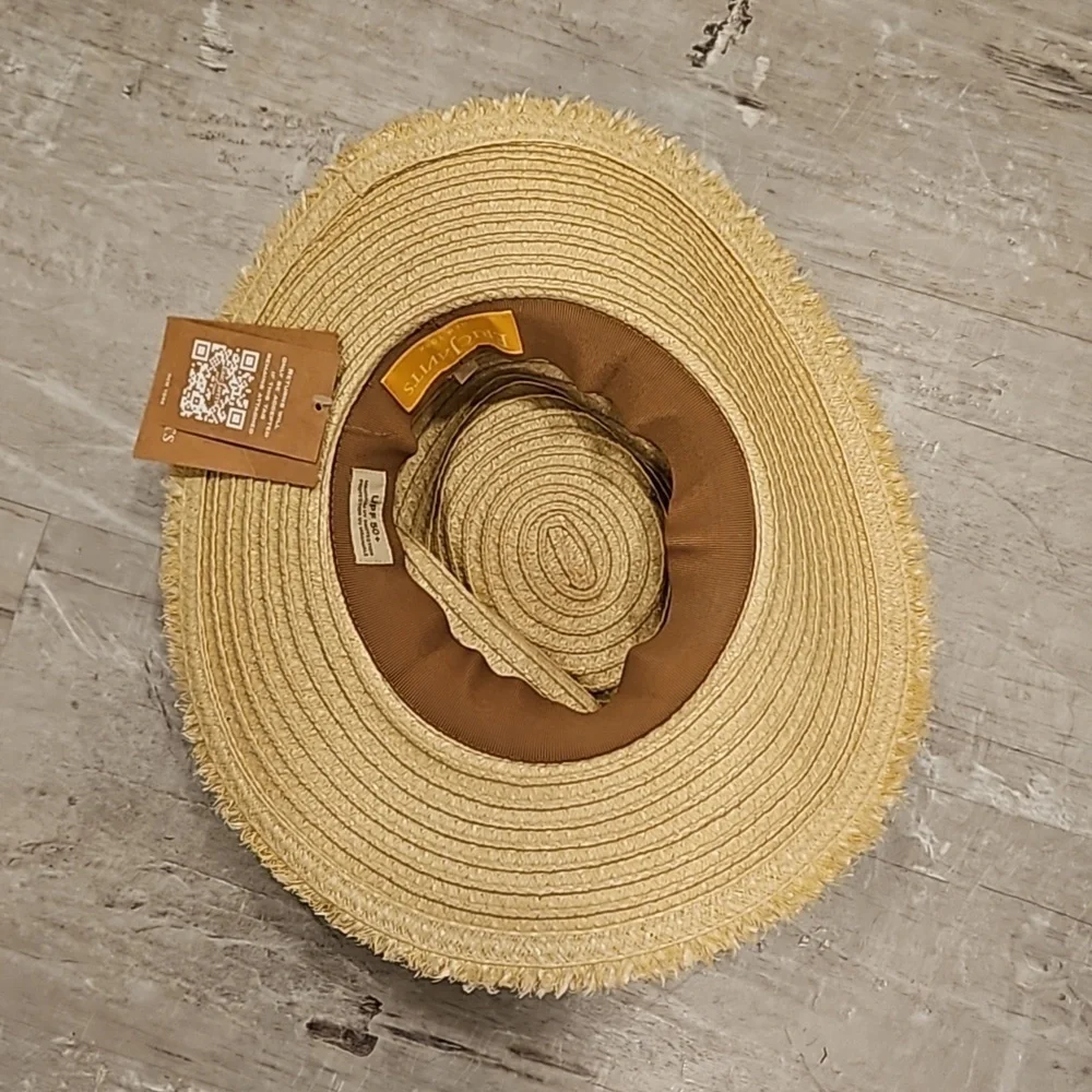 💕ERIC JAVITS💕 Fringe PInch Packable Fedora Squishee Straw Hat ~ Flax Mix NWT - Picture 11 of 16